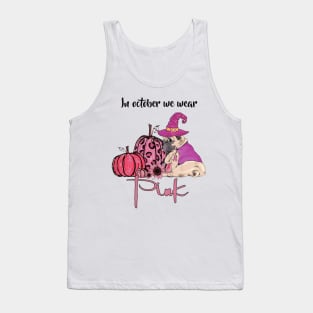 In October We Wear Pink Dog Mom - Pitbull Pumpkin Halloween Tank Top